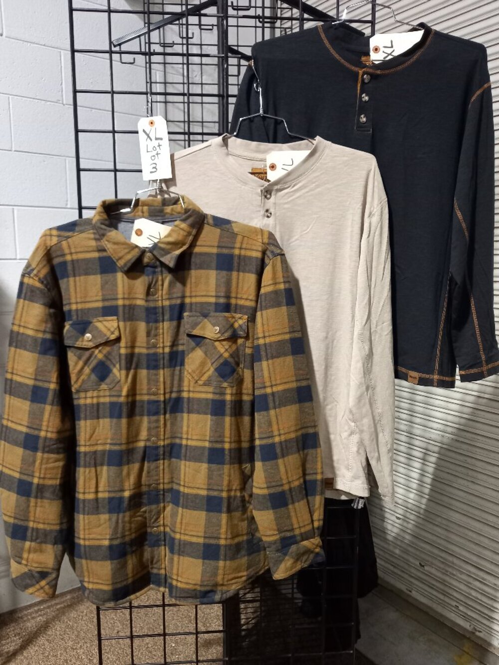 Men's Thermal Lined Flannel Shirt + 2-Venado Long Sleeve Flex Henleys | XL